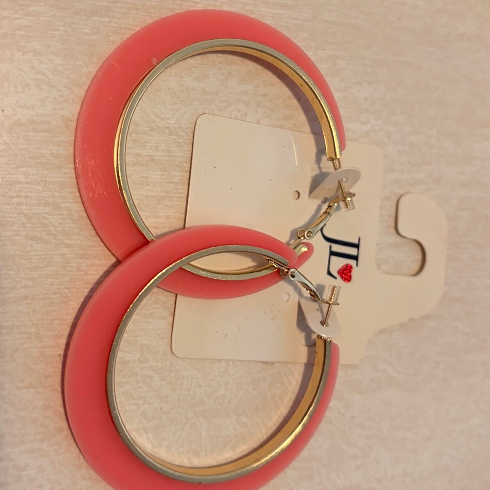 Pink and Gold Hoop Earrings